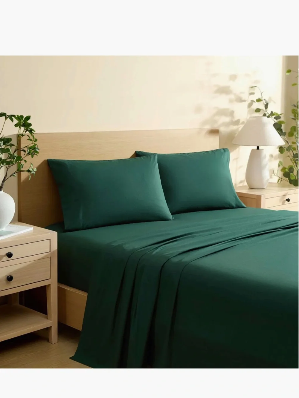 Nautica Bayview Solid Cotton Percale Sheet Set - Deep Green - TWIN